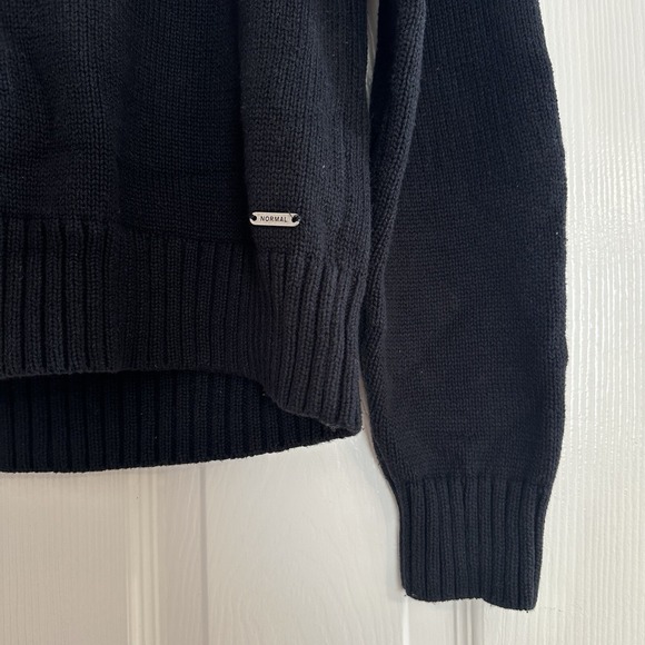 Normal Brand Fair Isle Surplice Hoodie Black White Sweater Cotton Women's Med - Picture 4 of 9